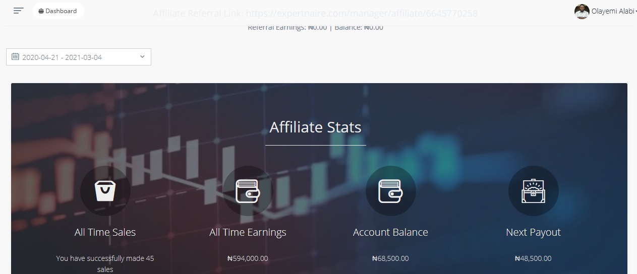 affiliate earnings My Expertnaire Earning, Most of Which Came From Facebook Ads